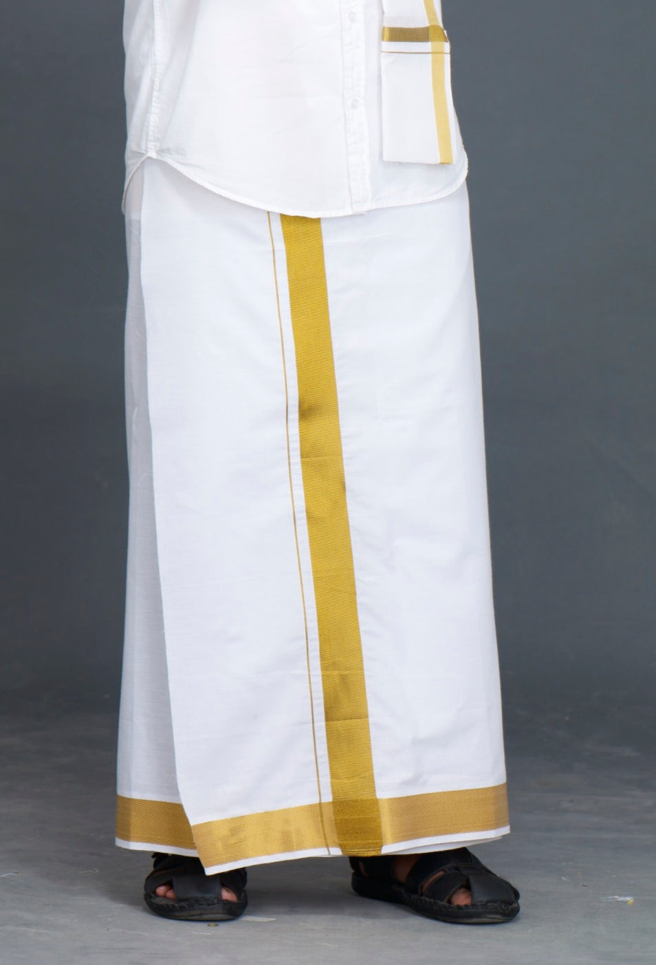Jari White 100k Dhoti - 2mtr
