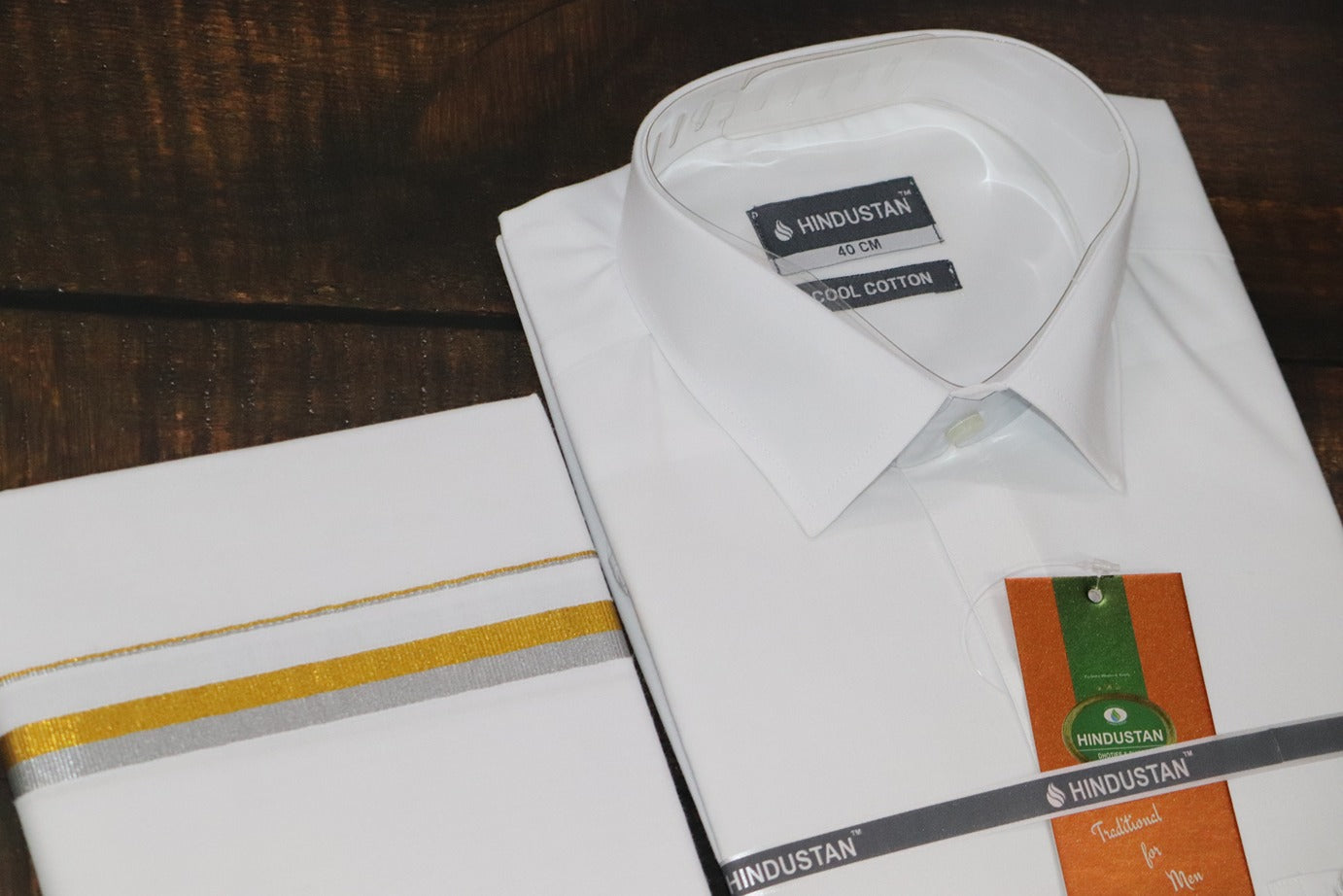 White Shirt + 30k Grand Half&Half Dhoti Combo Set