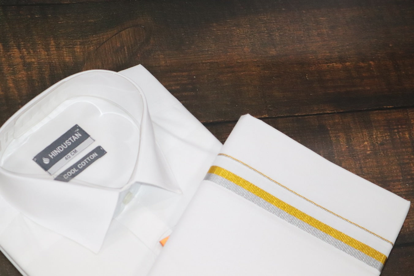 White Shirt + 30k Grand Half&Half Dhoti Combo Set