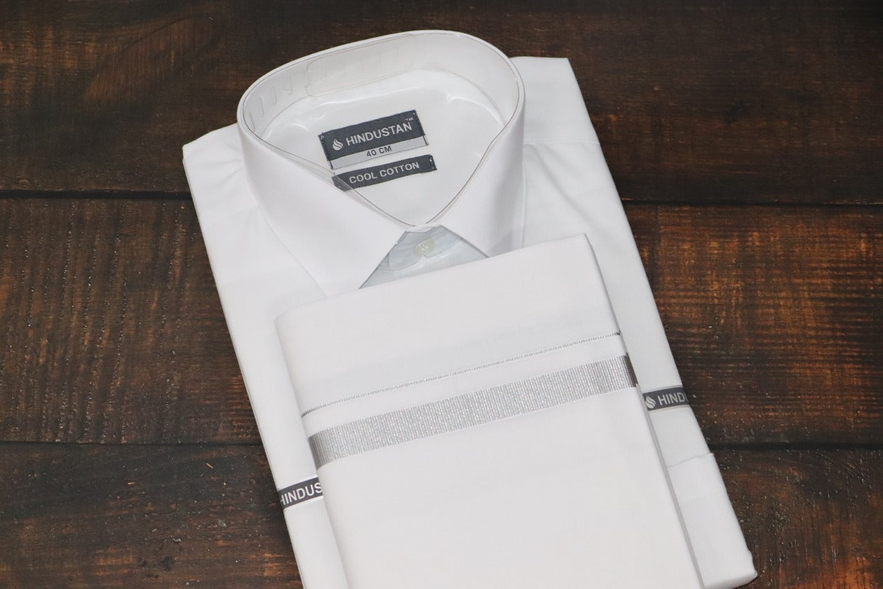 White Shirt + 30k Silver Jari Combo Set