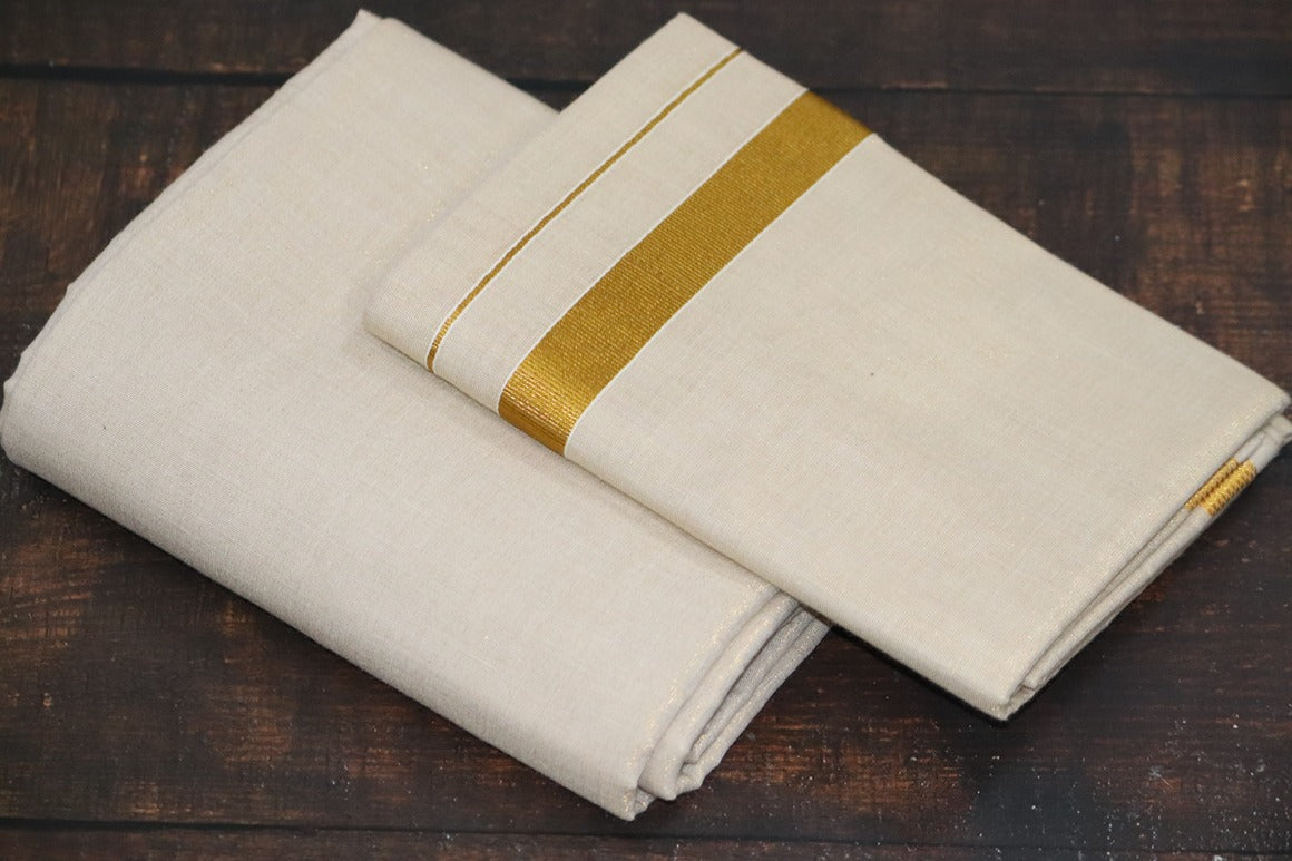 Tissue Gold Shirt Material + Dhoti