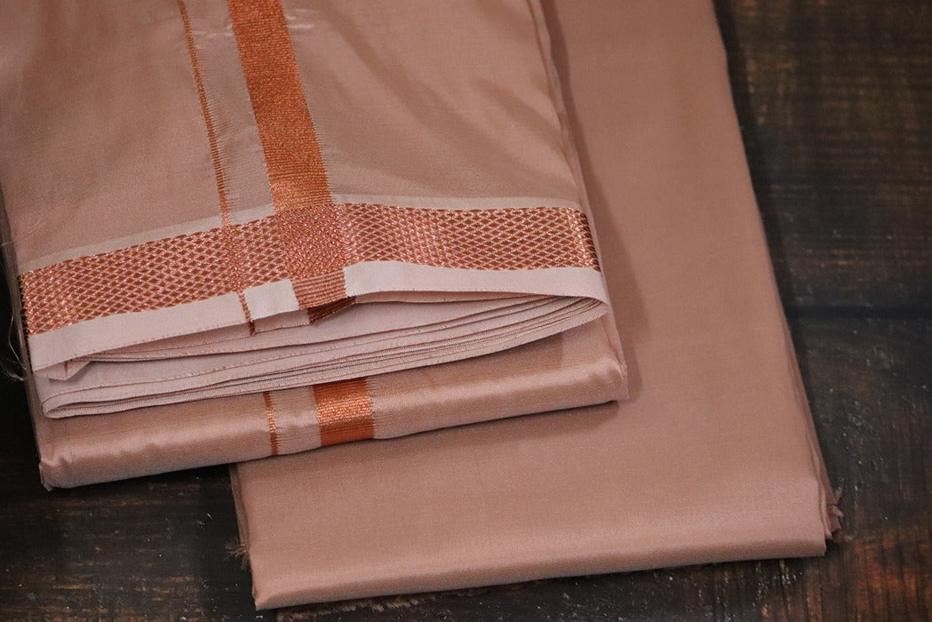 Artsilk Copper Combo Set(Shirt Fabric+Dhoti) with 50k Copper Border