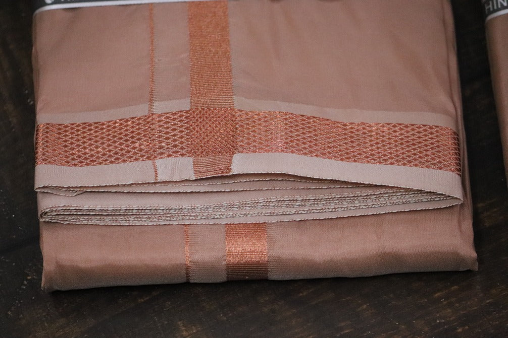 Artsilk Copper Shirt + 50k Copper Dhoti Set - Full Sleeve