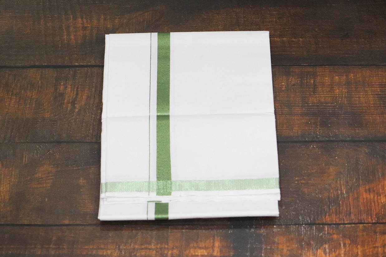 Green Jari 30k Border Dhoti - 2mtr