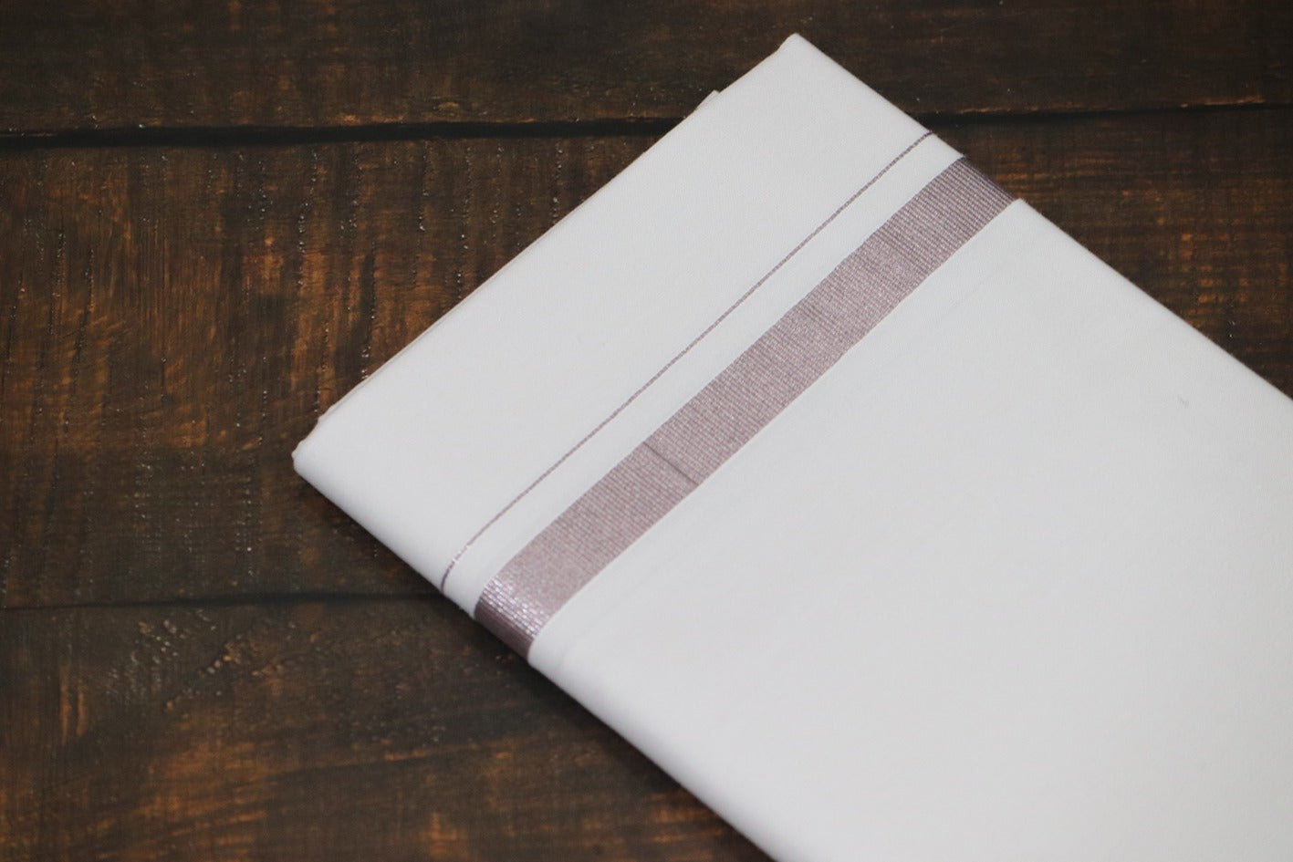 Onion Silver Jari 30k Silver Border Dhoti - 2mtr