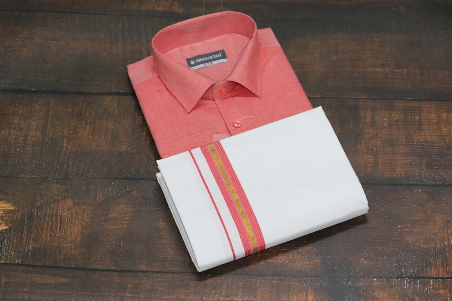 Matching Shirt & Dhoti Combo Set ( BLUSHING PEACH - C6)