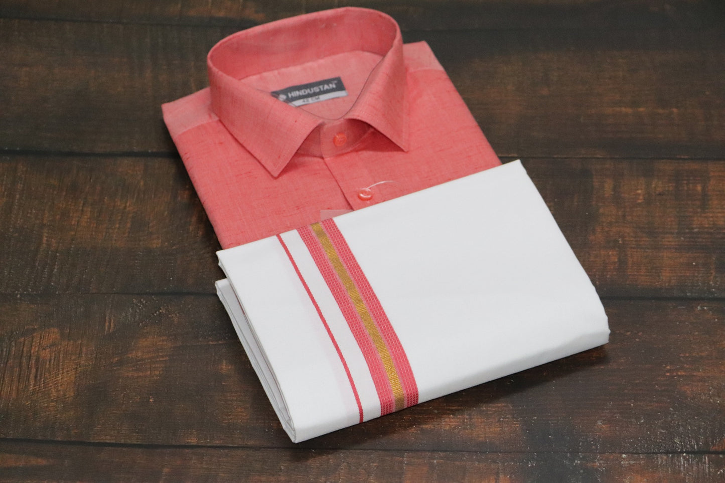 Matching Shirt & Dhoti Combo Set ( BLUSHING PEACH - C6)