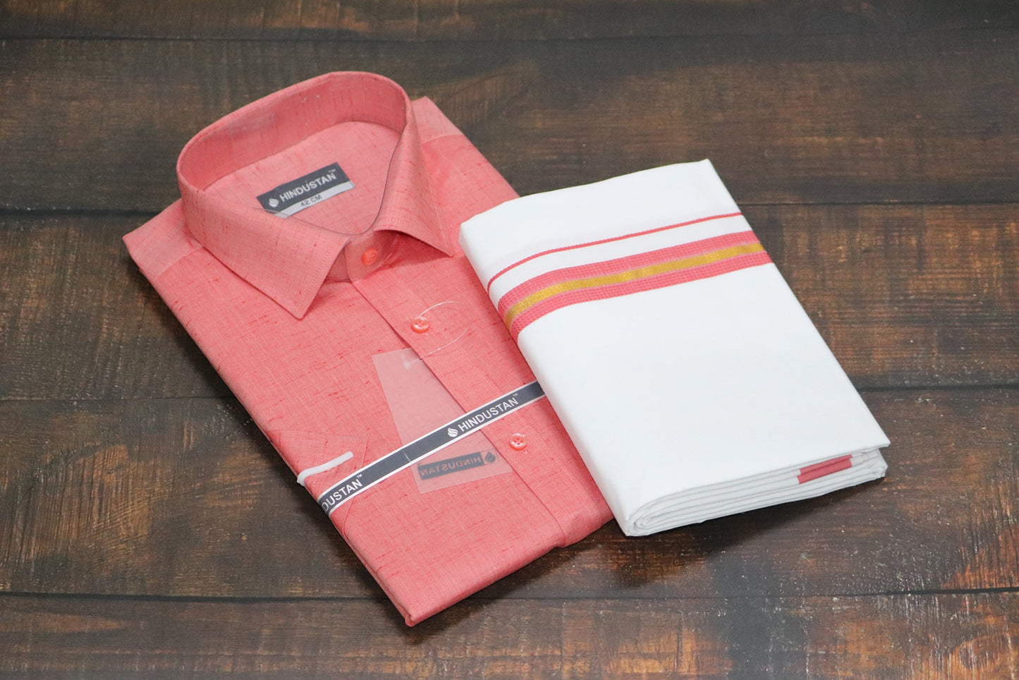 Matching Shirt & Dhoti Combo Set ( BLUSHING PEACH - C6)
