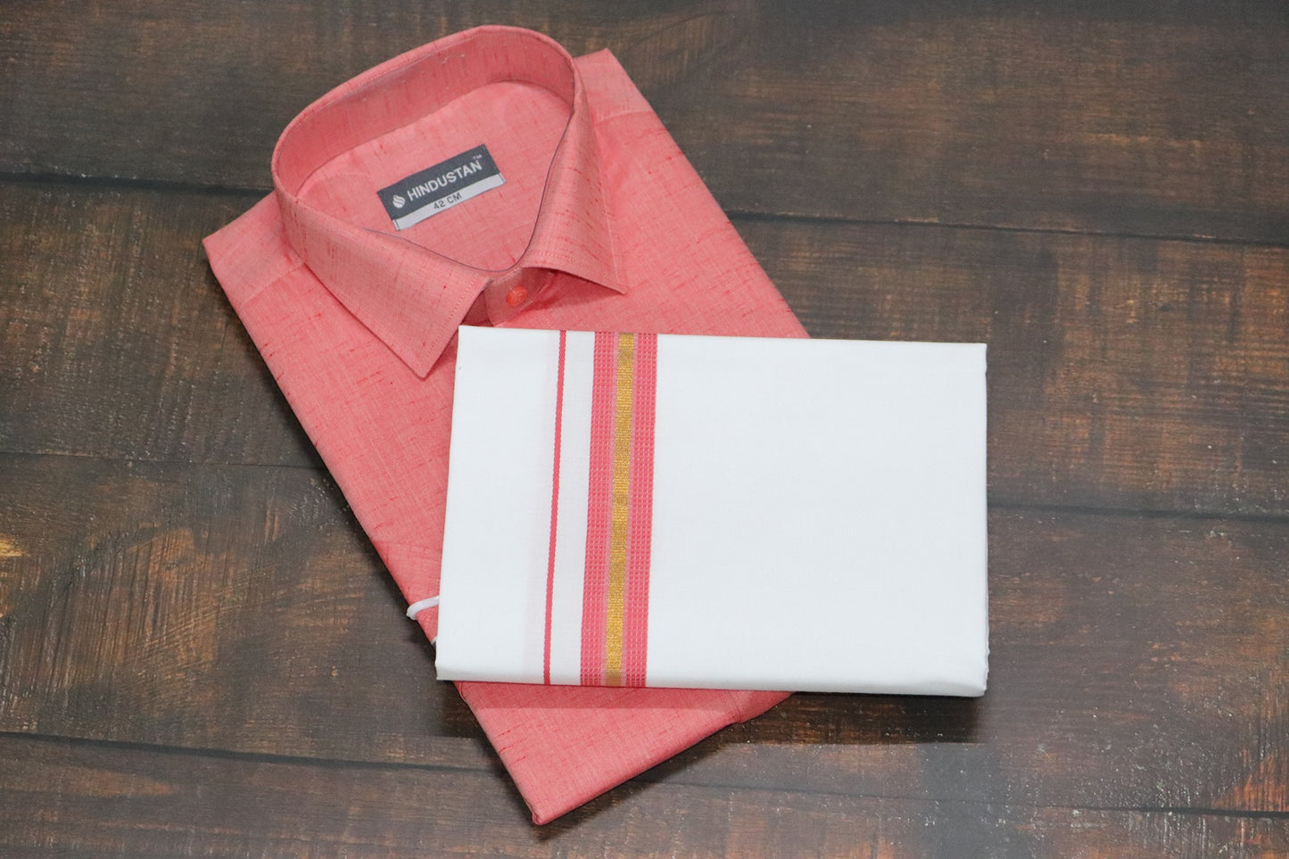 Matching Shirt & Dhoti Combo Set ( BLUSHING PEACH - C6)