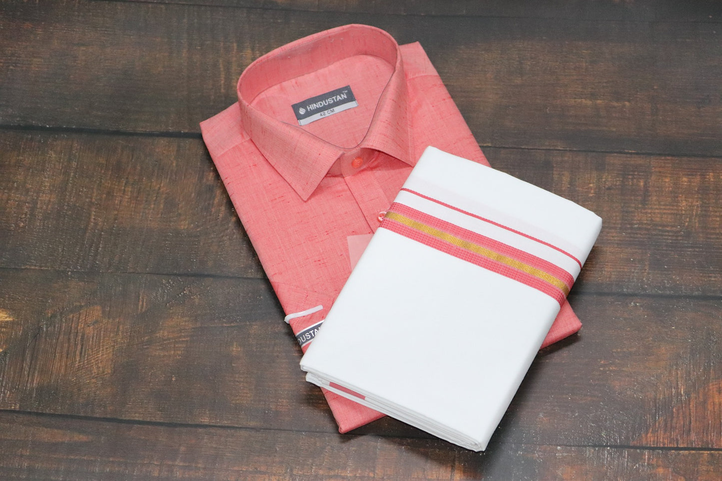 Matching Shirt & Dhoti Combo Set ( BLUSHING PEACH - C6)