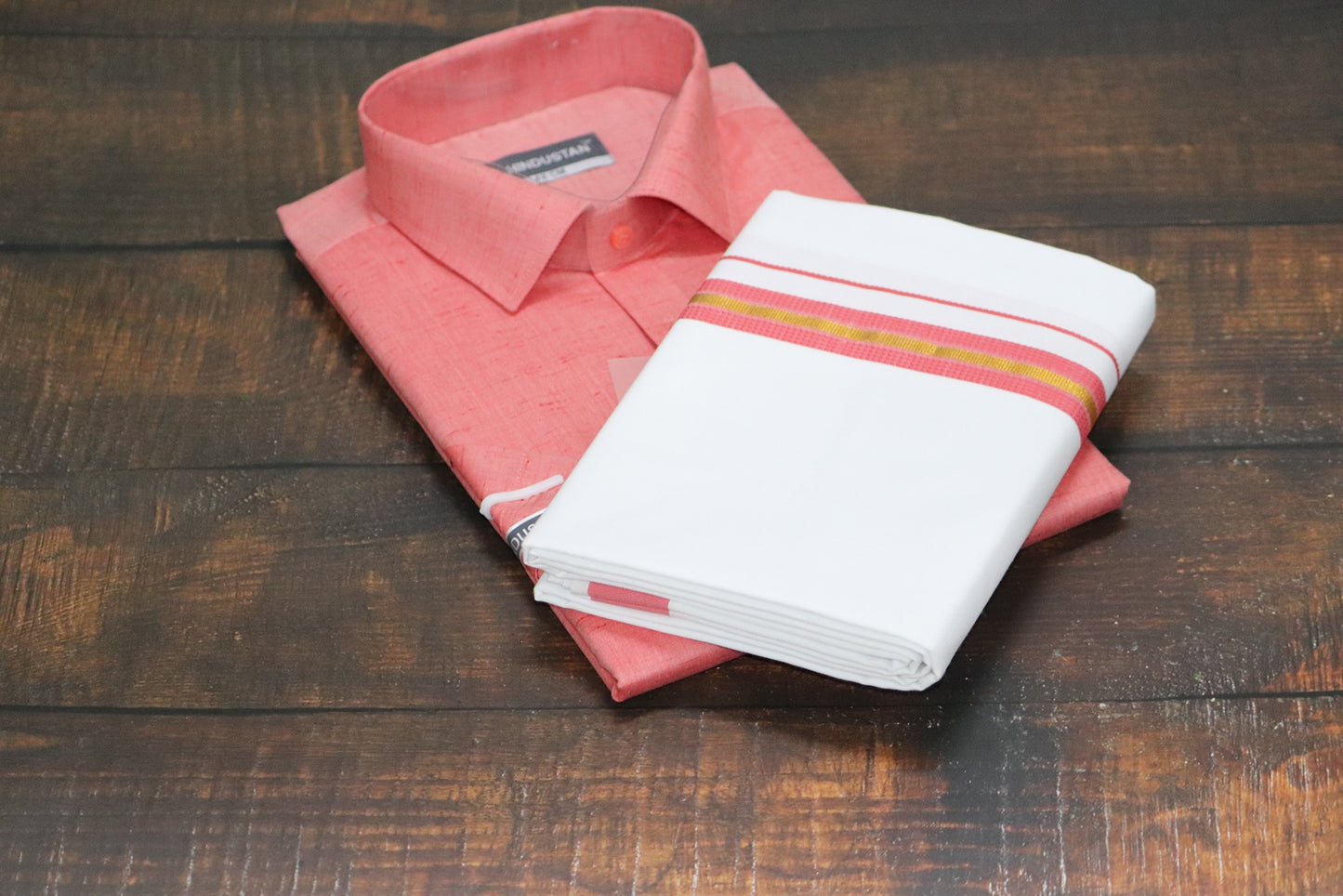 Matching Shirt & Dhoti Combo Set ( BLUSHING PEACH - C6)