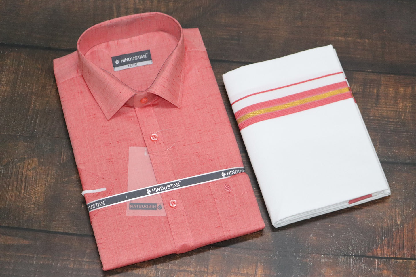 Matching Shirt & Dhoti Combo Set ( BLUSHING PEACH - C6)