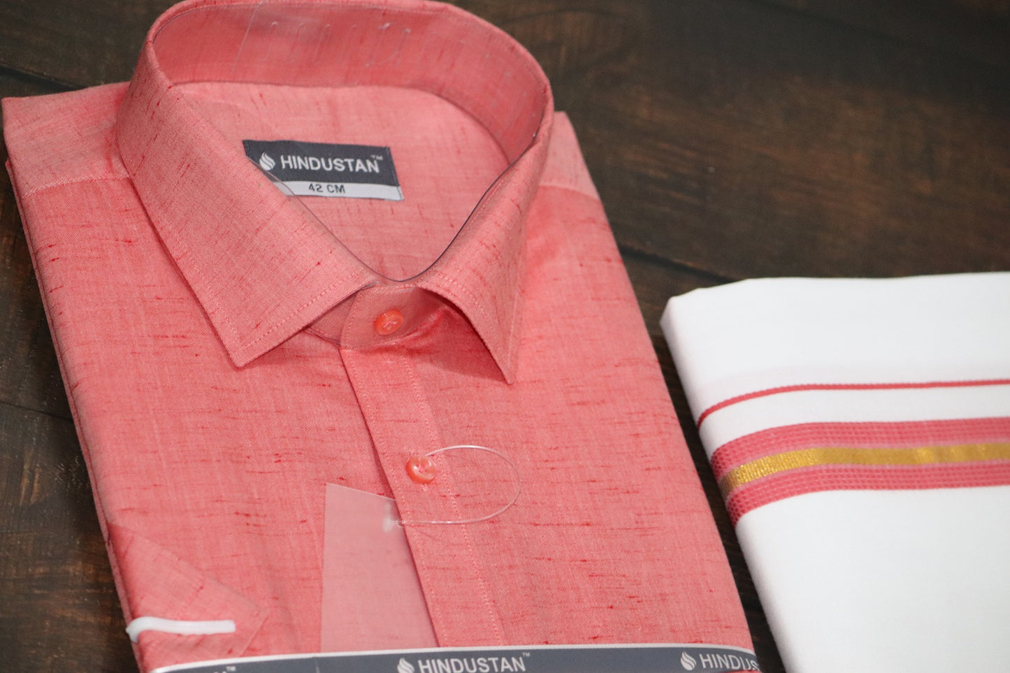 Matching Shirt & Dhoti Combo Set ( BLUSHING PEACH - C6)