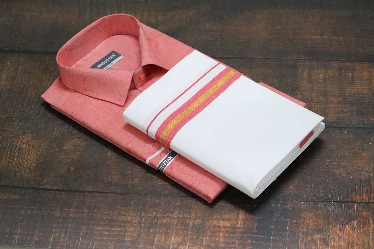 Matching Shirt & Dhoti Combo Set ( BLUSHING PEACH - C6)