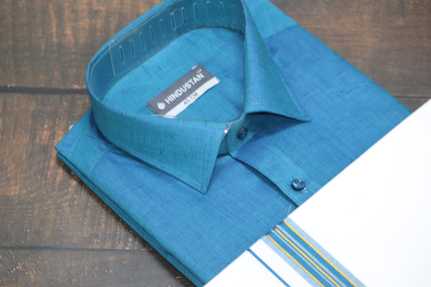 Matching Shirt & Dhoti Combo Set ( PEACOCK BLUE - C4)