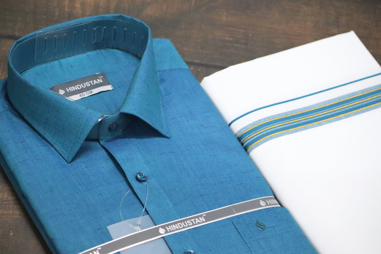 Matching Shirt & Dhoti Combo Set ( PEACOCK BLUE - C4)