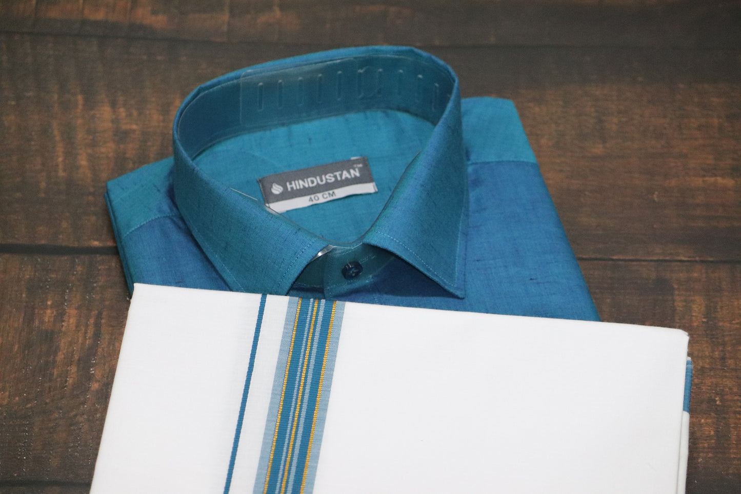 Matching Shirt & Dhoti Combo Set ( PEACOCK BLUE - C4)