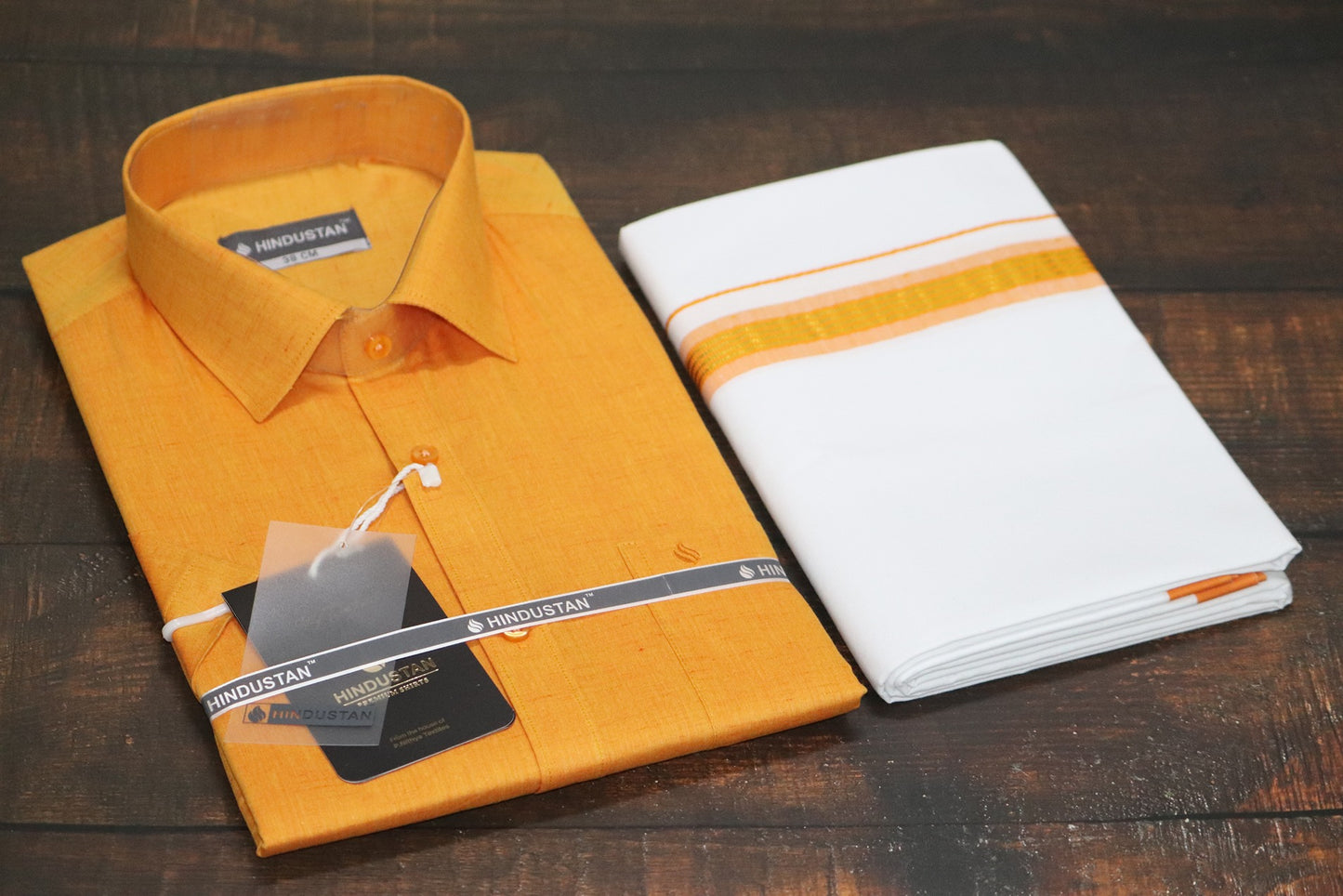 Matching Shirt & Dhoti Combo Set ( SUNSHINE ORANGE - C5)