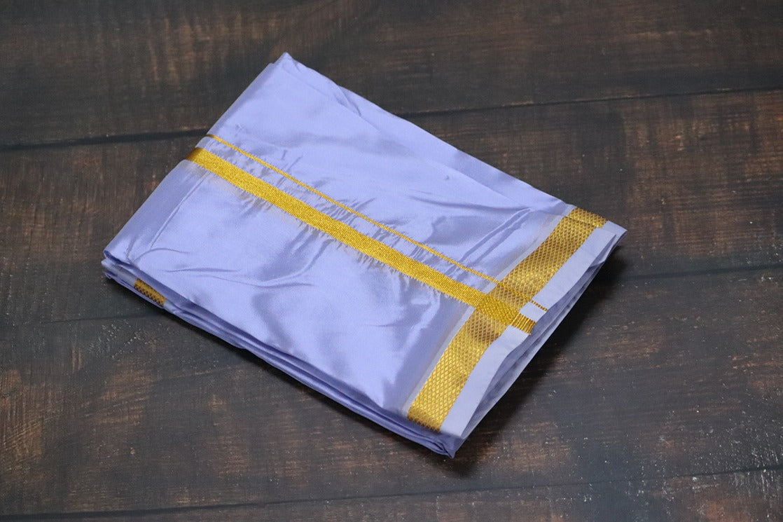 Artsilk Sunshine Purple Combo Set (Shirt Fabric+Dhoti) with Gold Border