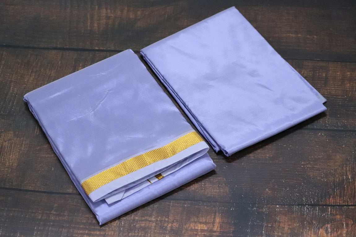 Artsilk Sunshine Purple Combo Set (Shirt Fabric+Dhoti) with Gold Border