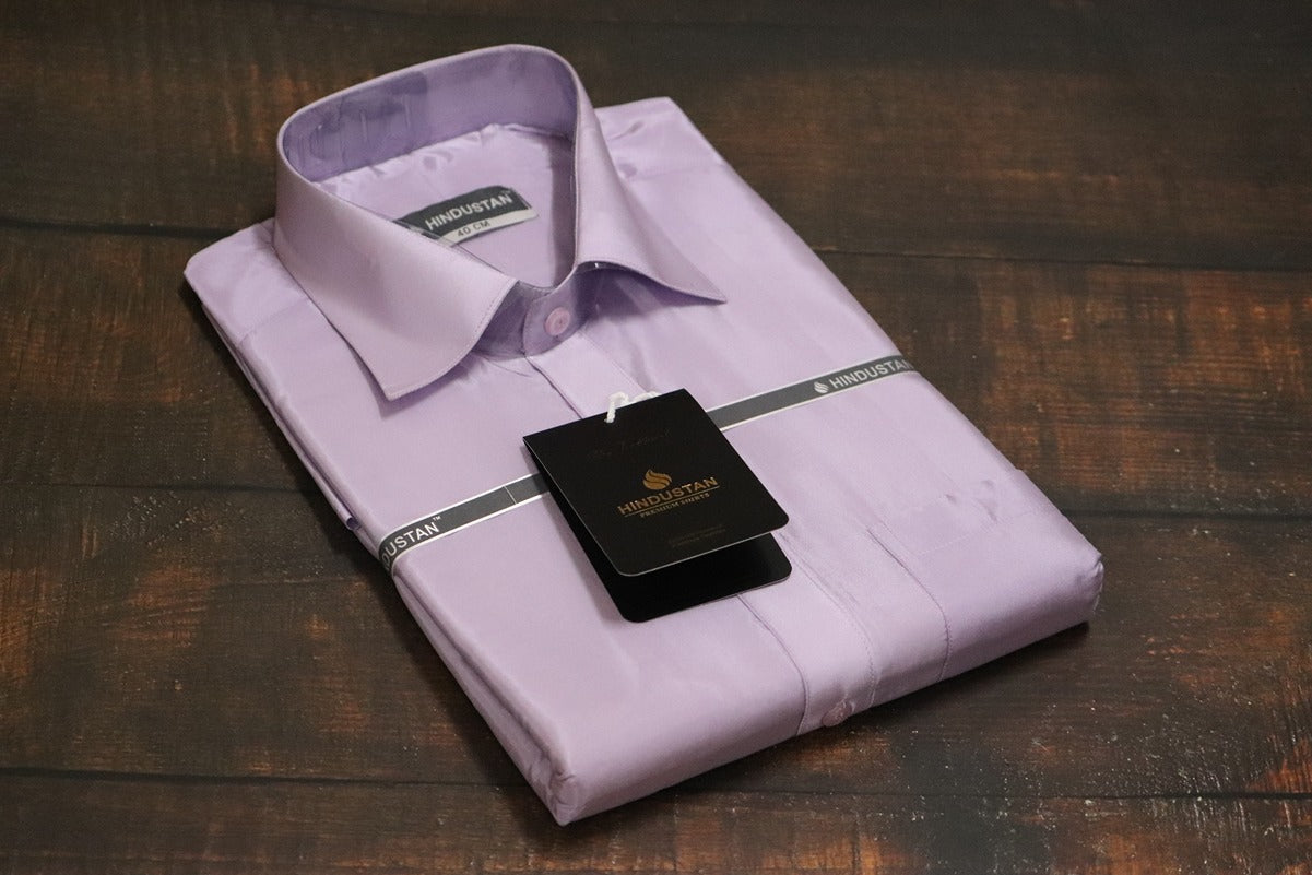 Artsilk Ultra Violet Shirt + Purple Dhoti with 100k Copper Border - Full Sleeve