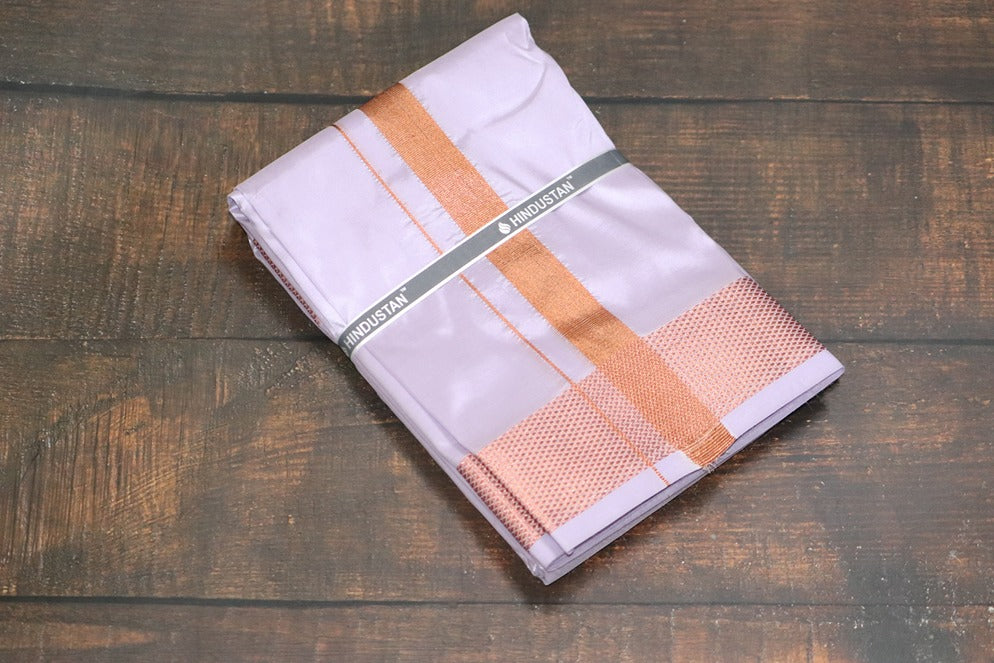 Artsilk Ultra Violet Shirt + Purple Dhoti with 100k Copper Border - Full Sleeve