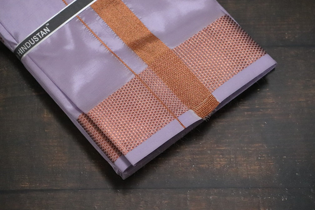 Artsilk Ultra Violet Shirt + Purple Dhoti with 100k Copper Border - Full Sleeve