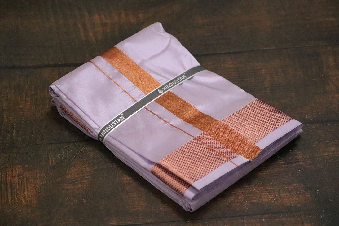 Artsilk Ultra Violet Shirt + Purple Dhoti with 100k Copper Border - Full Sleeve