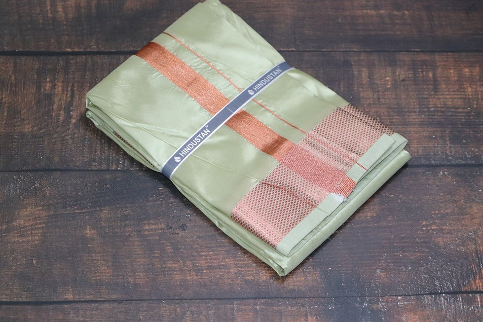 Artsilk River Green Shirt + Green Dhoti with 100k Copper Dhoti