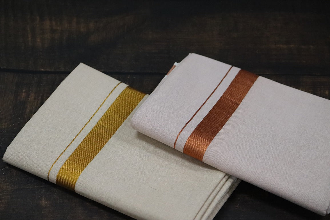 Anandham Tissue with Copper and Gold Jari Border Combo Set - 2mtr