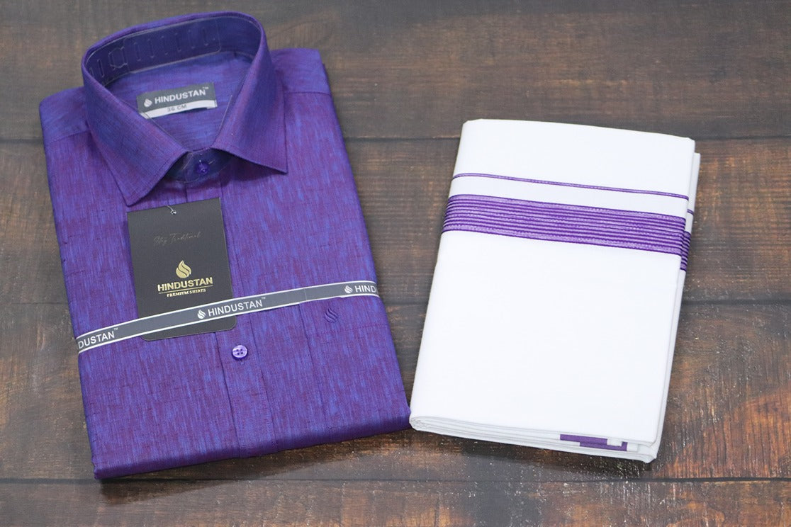 Matching Shirt & Dhoti Combo Set (Indigo Violet - S3)