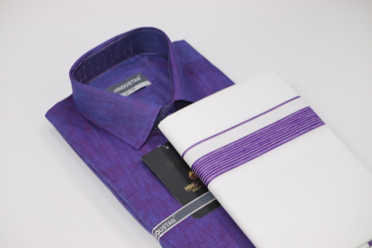 Matching Shirt & Dhoti Combo Set (Indigo Violet - S3)
