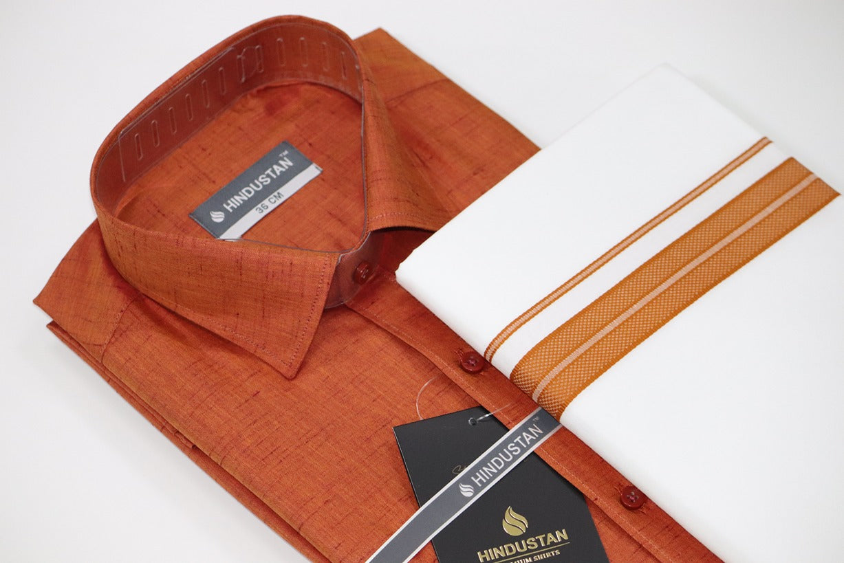 Matching Shirt & Dhoti Combo Set (Space Copper - C7)