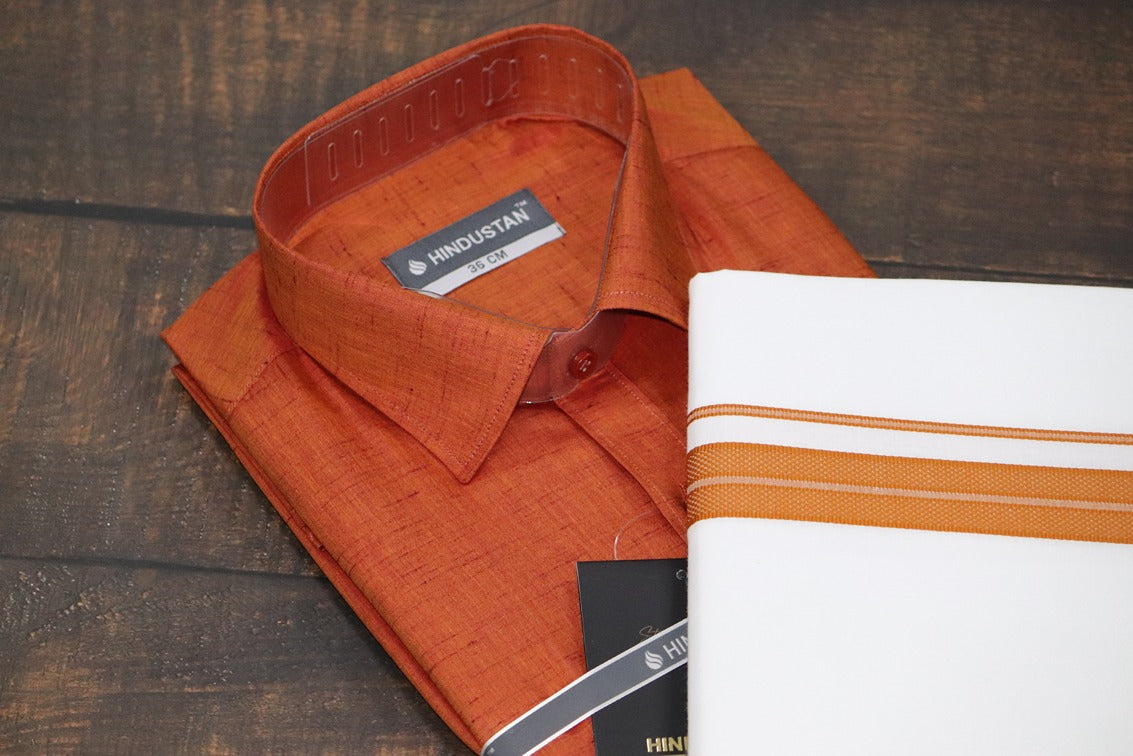 Matching Shirt & Dhoti Combo Set (Space Copper - C7)