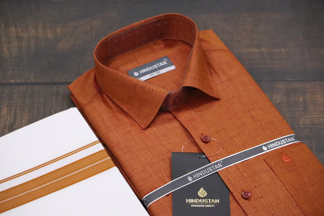 Matching Shirt & Dhoti Combo Set (Space Copper - C7)