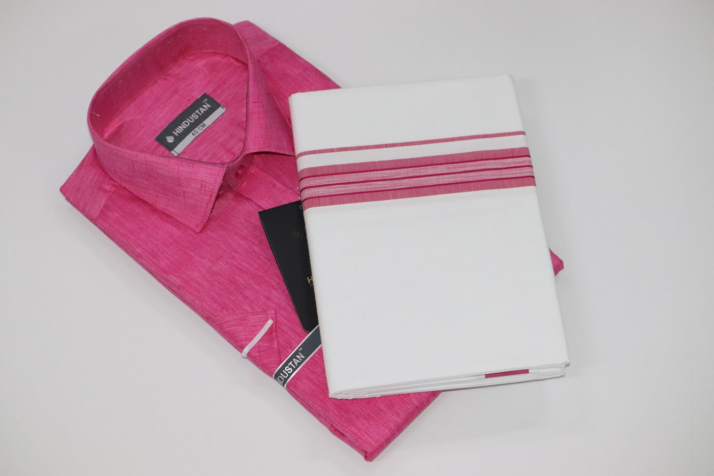 Matching Shirt & Dhoti Combo Set (Rosewood Pink - S2)