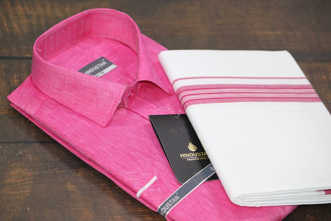 Matching Shirt & Dhoti Combo Set (Rosewood Pink - S2)