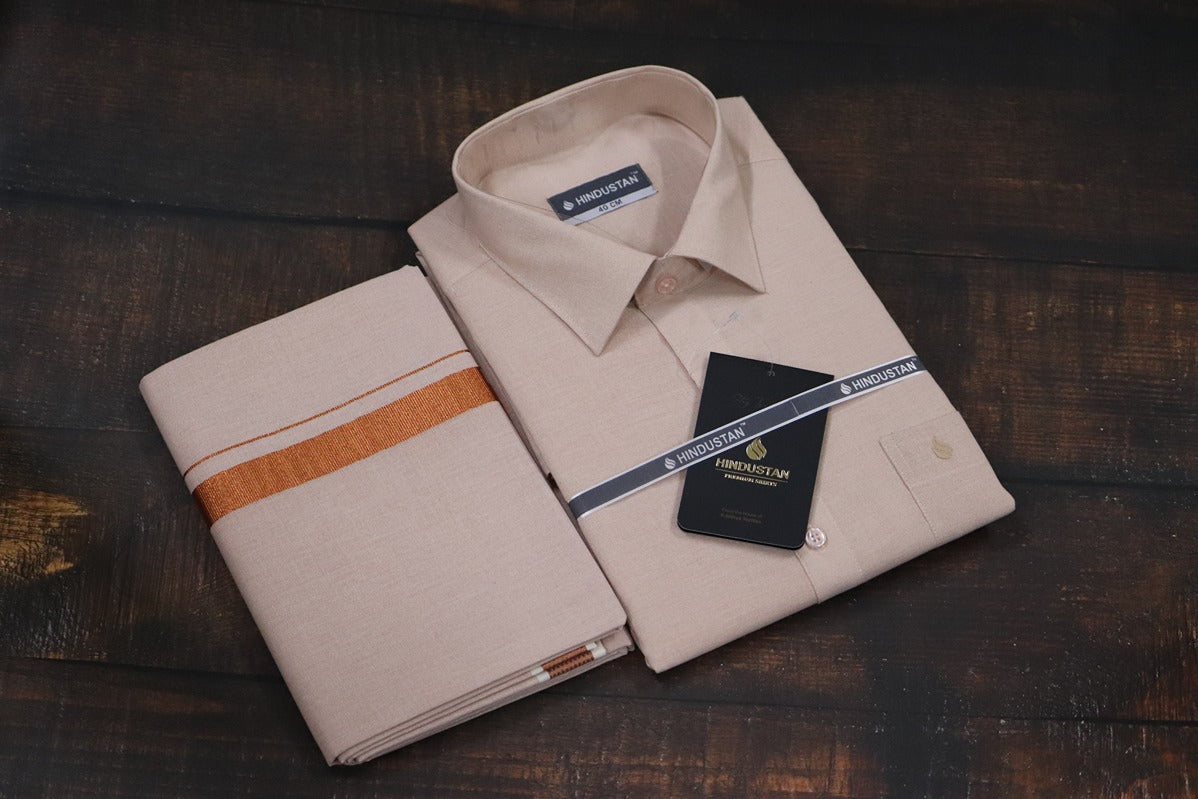 Tissue Copper Matching Shirt+Dhoti Set
