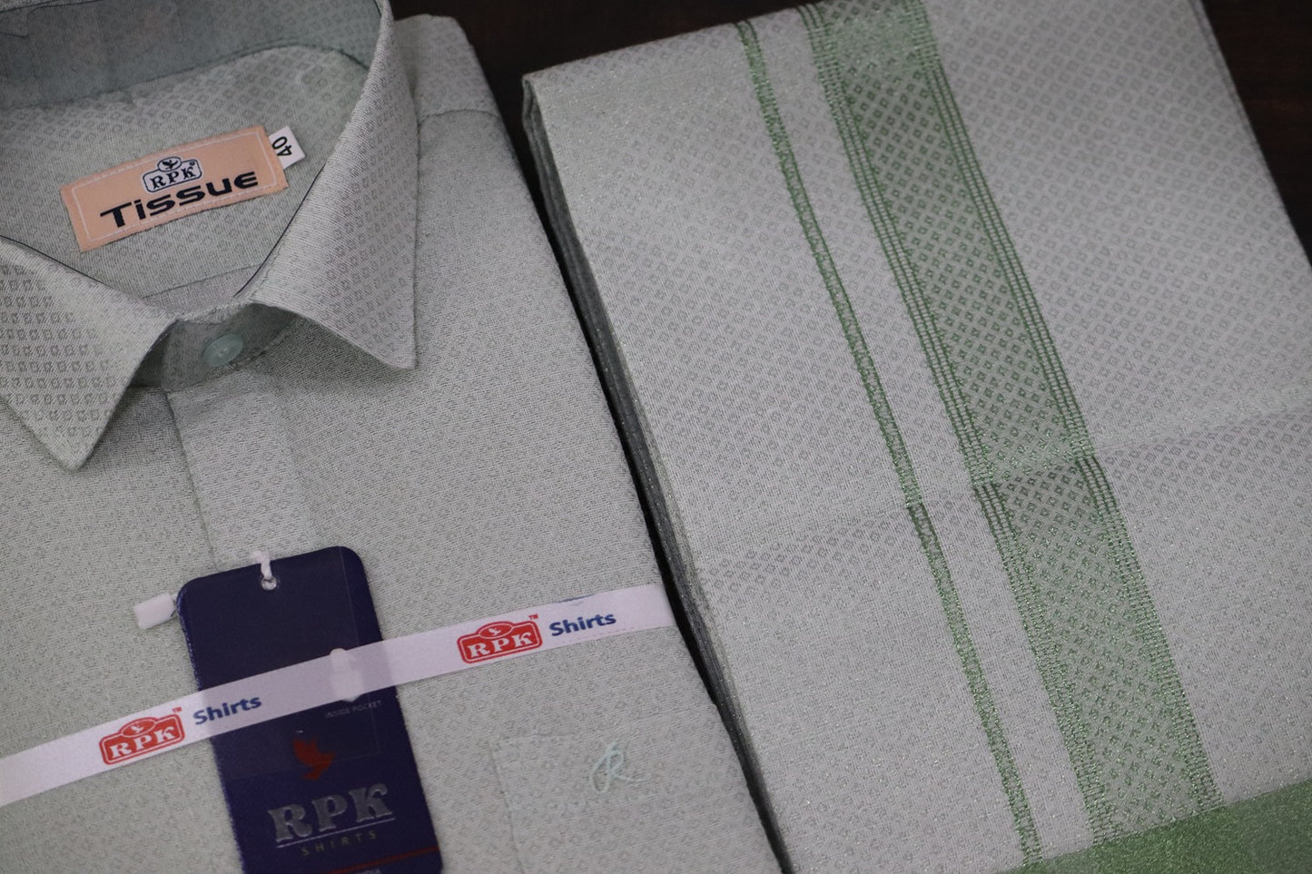 Tissue Jackard Mass Green Set - Design 001