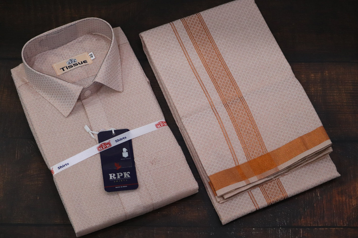 Tissue Jackard Copper Matching Set - Design 001