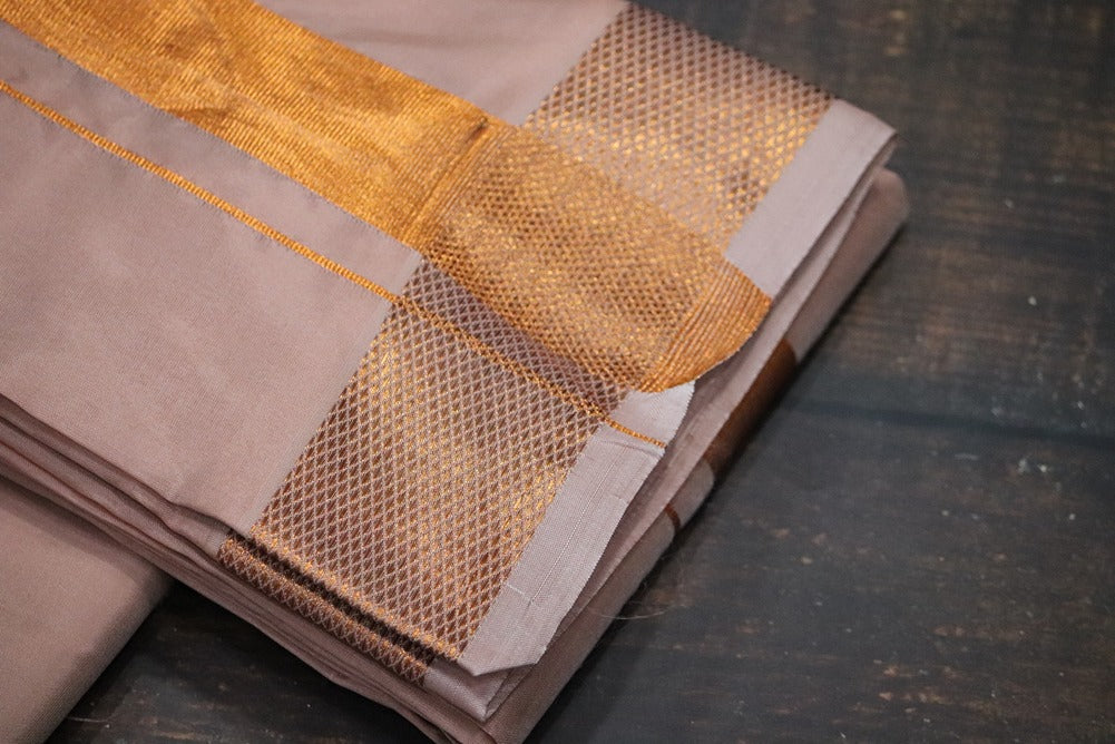 Artsilk 100k Copper Combo Set(Shirt Fabric+Dhoti)