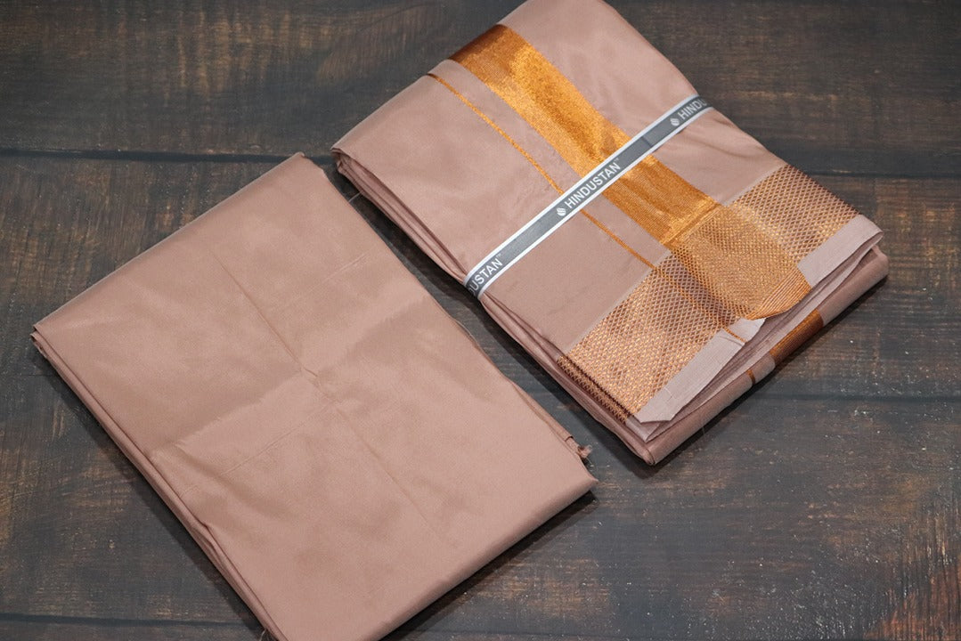 Artsilk 100k Copper Combo Set(Shirt Fabric+Dhoti)