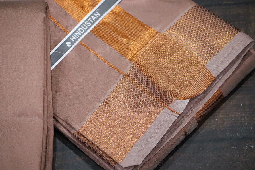 Artsilk 100k Copper Combo Set(Shirt Fabric+Dhoti)