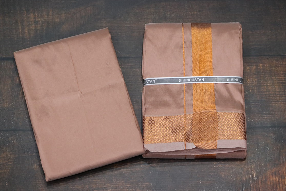 Artsilk 100k Copper Combo Set(Shirt Fabric+Dhoti)