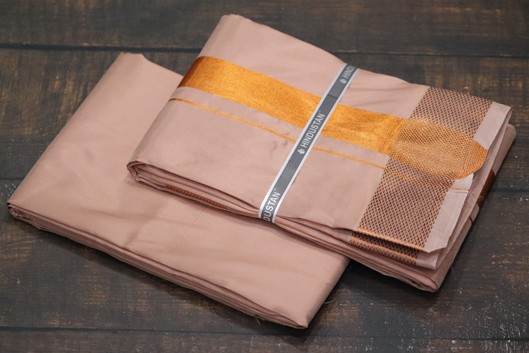 Artsilk 100k Copper Combo Set(Shirt Fabric+Dhoti)
