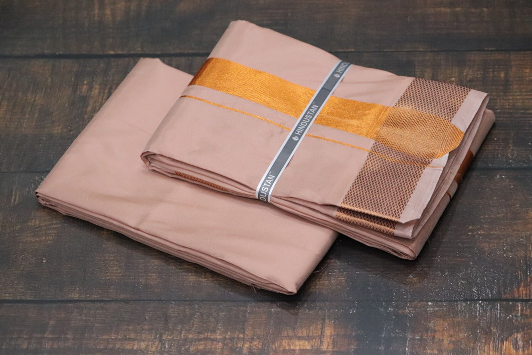 Artsilk 100k Copper Combo Set(Shirt Fabric+Dhoti)