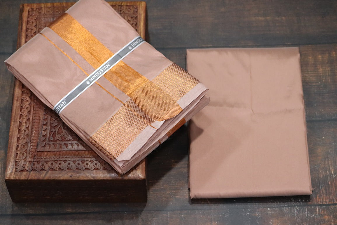 Artsilk 100k Copper Combo Set(Shirt Fabric+Dhoti)