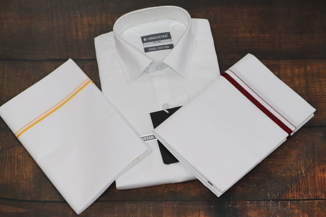 Matching White Shirt & 1 SB+1 BB Dhoti Combo Set (2mtr)