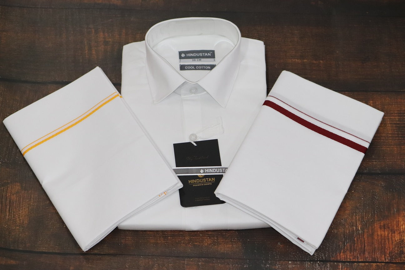 Matching White Shirt & 1 SB+1 BB Dhoti Combo Set (2mtr)