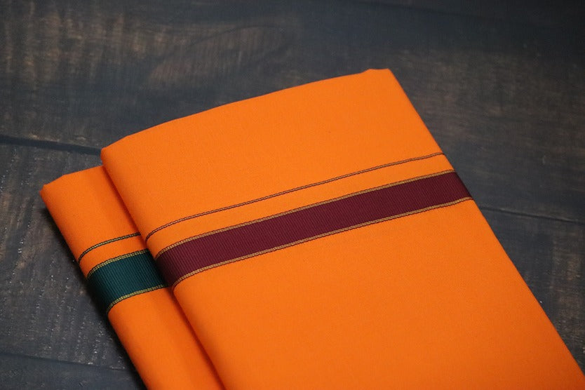 Thalapathy Orange Dhoti - 2mtr